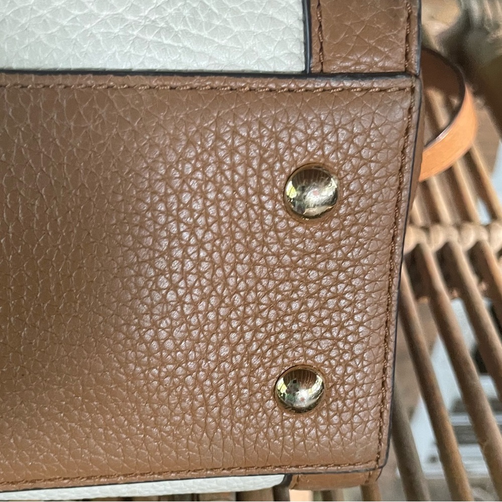 Michael Kors Cream & Tan Genuine Leather Satchel Crossbody - Picture 9 of 17